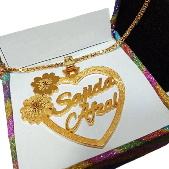 Customize Flower Heart Necklace