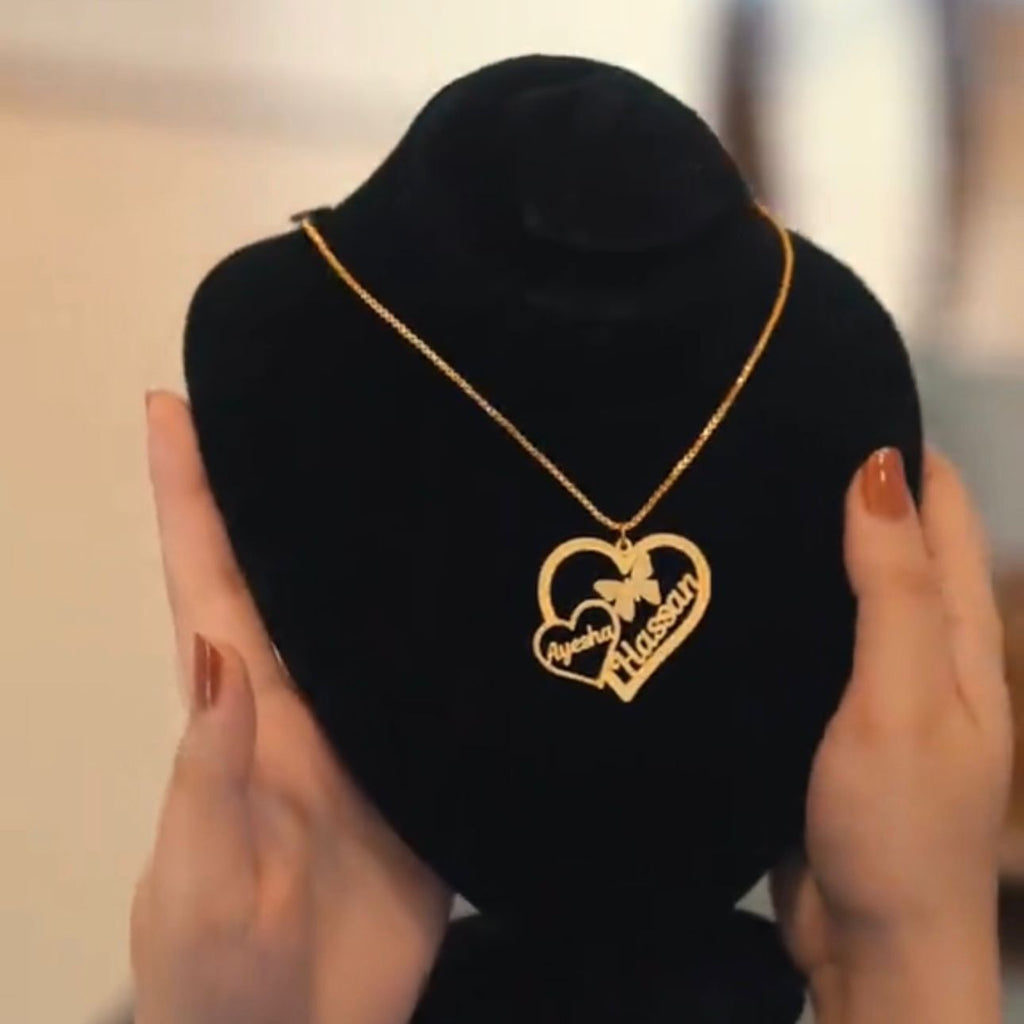 Double Heart Name Necklace