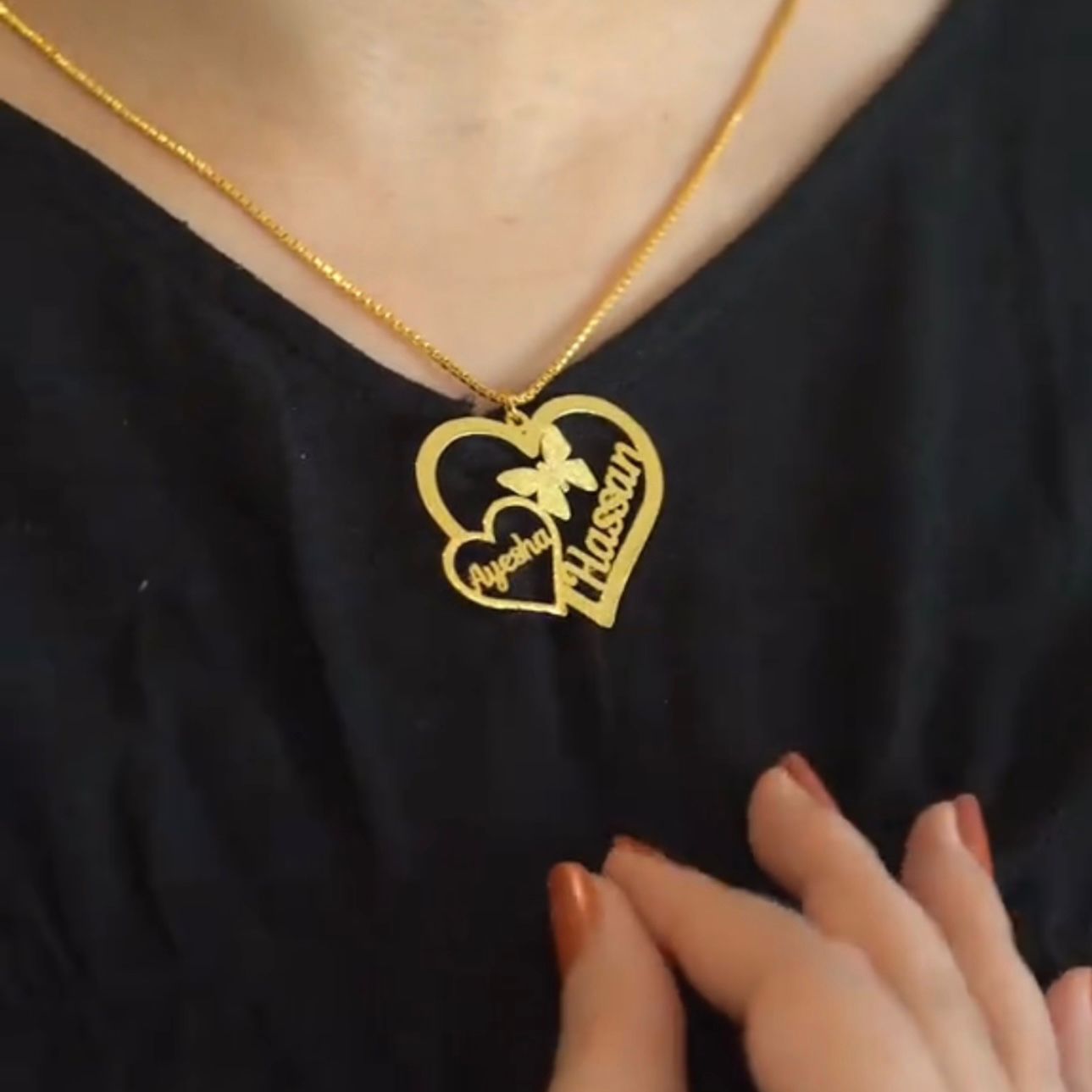 Double Heart Name Necklace